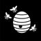 Bees and hives icon, Beehive on dark background