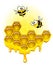 Bees and honey honeycombs