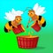 Bees and honey, vector illustration, flying bees, eps.