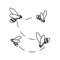 bees insects flying isolated icon