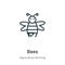 Bees outline vector icon. Thin line black bees icon, flat vector simple element illustration from editable farming and gardening