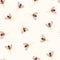 Bees seamless vector pattern. Repeating background with bumblebees on a white beige background. Summer animal backdrop. Use for