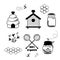 Bees set honey clipart sketch Hand drawn bee honey elements Hive honeycomb pot beekeeping set