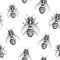 Bees texture. Seamless pattern. Realistic graphic illustration. Background