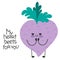 Beet cute cartoon character in love. Valentine day romantic. My heart beets for you.
