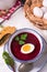 Beet green soup with egg