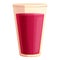 Beet juice glass icon, cartoon style