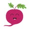 Beet with leaves icon. Red beetroot. Vegetable collection. Fresh farm healthy food. Smiling face. Cute cartoon character. Educatio