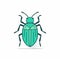 Beetle Icon Vector Illustration In Teal And Emerald