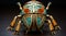 A beetle with intricate designs on its body, AI