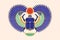 Beetle scarab with wings, sun and a crescent moon. Ancient Egyptian culture. God Khepri Sun morning dawn. The emblem, logo. Object