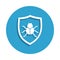 beetle in the shield icon in badge style. One of cyber security collection icon can be used for UI, UX