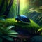 A beetle sits on a moss in the forest. 3d illustration generative AI