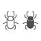 Beetle stag line and solid icon, Insects concept, stag-beetle sign on white background, large beetle with branched jaws