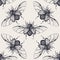 Beetles with wings vintage seamless pattern