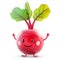 Beetroot character with hands up