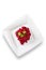 Beetroot, grated, on white square plate