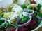 Beetroot, green pea,feta salad