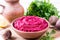 Beetroot hummus. Healthy vegan appetizer