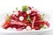 Beetroot and pear salad with mozzarella isolated on white