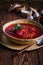 Beetroot red borsch, Ukrainian cuisine, vegetarian soup