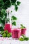 Beetroot smoothies in glass