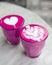 Beetroot super latte on marble background