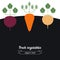Beets, Carrots, Turnips vegetables illustration.