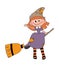 Befana sitting on a broomstick. Ugly witch
