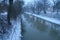 Bega Canal in snow, Timisoara