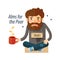 Beggar asking for money. Pauper, icon. vector illustration