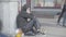 Beggar homeless man tramp. Poverty. Vagrancy. Kyiv. Ukraine.