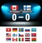 Begin of the hockey match. Different flags