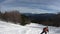 Beginner skier descending a ski slope in french Pyrenean