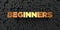 Beginners - Gold text on black background - 3D rendered royalty free stock picture