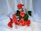 Begonia Solenia flowers on white background.