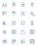 Behavioral targeting linear icons set. Personalization, Analytics, Retargeting, Segmentation, Advertising, Data, Cookies