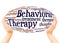 Behavioral Therapy word cloud hand sphere concept