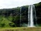 The behind view of Seljalandsfoss in iceland