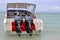 Behind view of speed boats in the sea,motor boat, personal water craft