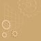 Beige abstract background with gears and contours - vector cogwheels