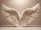 Beige Angel Wings Backdrop Beautiful Photography Template Design - ai generated