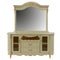 beige antique chest of drawers with mirror.