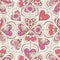 Beige background with color decorative valentine hearts
