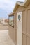 Beige beach cabin on the beach, Italy, Riccione