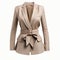 Beige Belted Blazer With Photorealistic Renderings And Dynamic Outdoor Shots