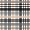 Beige, black and white tartan plaid Scottish pattern