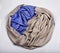 Beige and blue cashmere scarf