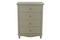 Beige chest of drawers on white background.