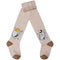 Beige children`s tights with a pattern and brown heels and toes, half folded, on a white background